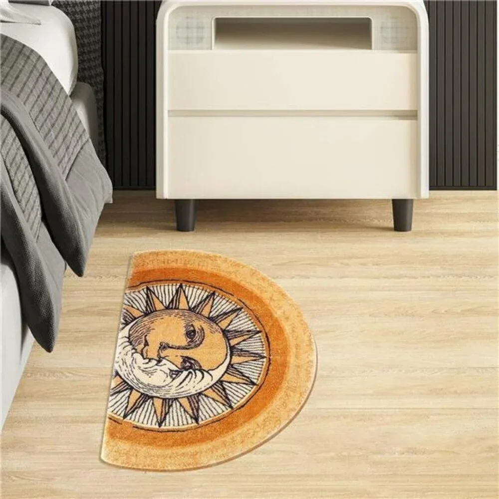 Sun Moon Half Circle Rug Non Slip Shaggy Bathroom Bedroom Mat 32x20 Carpet